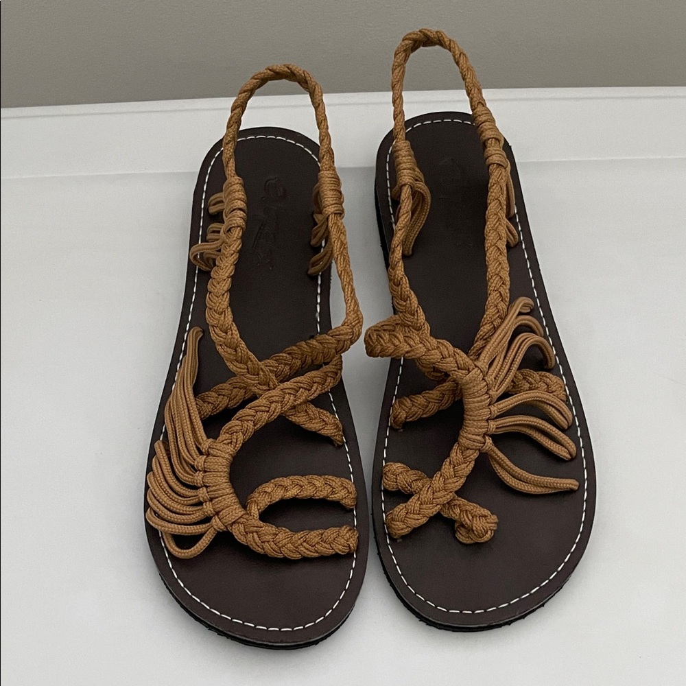 EveRelax Braided Sandals Women’s Size 8 Brown Casual Comfort Slip-On